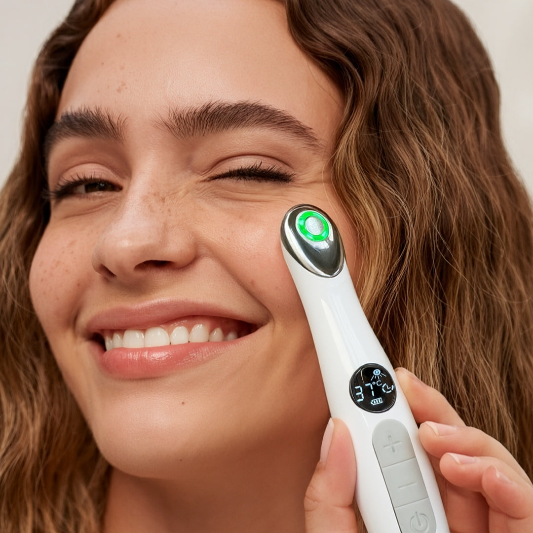 LED eye wand reducing dark circles, dry eyes, and under eye wrinkles
