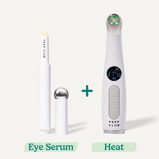Wand + Dry Lidstick Duo: the Dry Under Eye Correcting Lidstick (eye serum) plus the Heated Eye Wand LED+ (heat)