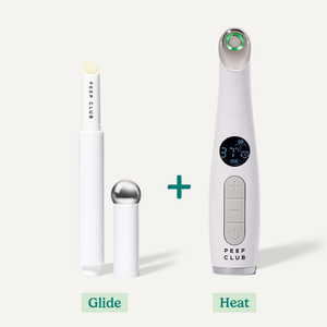 Heated Eye Wand LED+ and its glide balm, the Dry Under Eye Correcting Lidstick: Glide + Heat--1