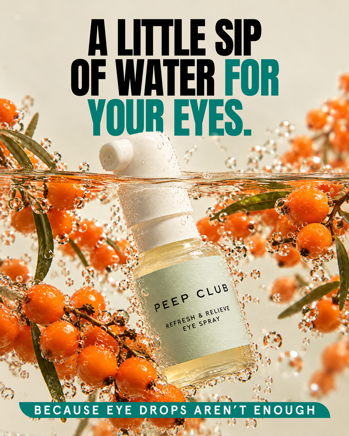 Refresh & Relieve Eye Spray bottle in water with sea buckthorn berries: a little sip of water for your eyes--2